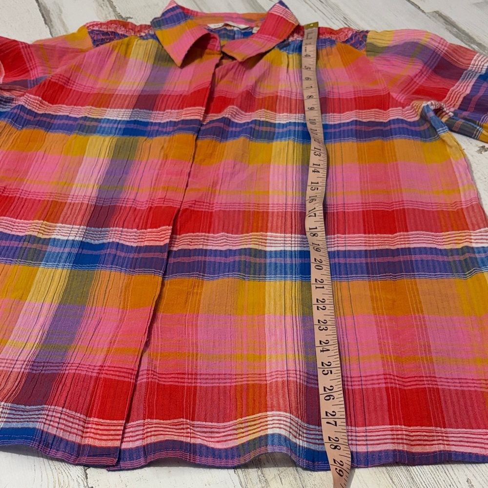 Soft Surroundings Sansonne Multicolor Plaid Button Down Shirt Size XL - Picture 10 of 11